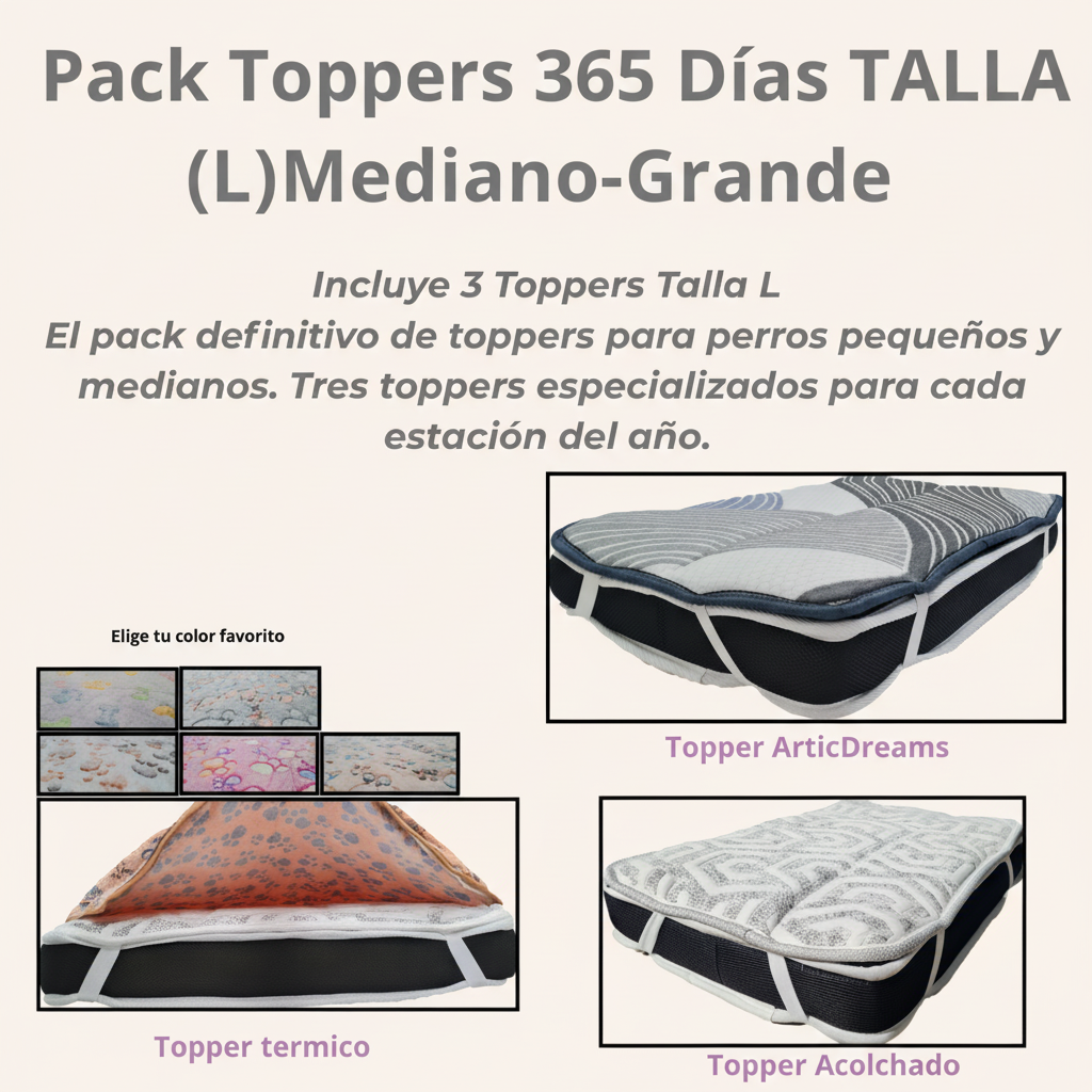 Pack Toppers 365 Días Talla L – 3 Toppers para perros medianos y grandes