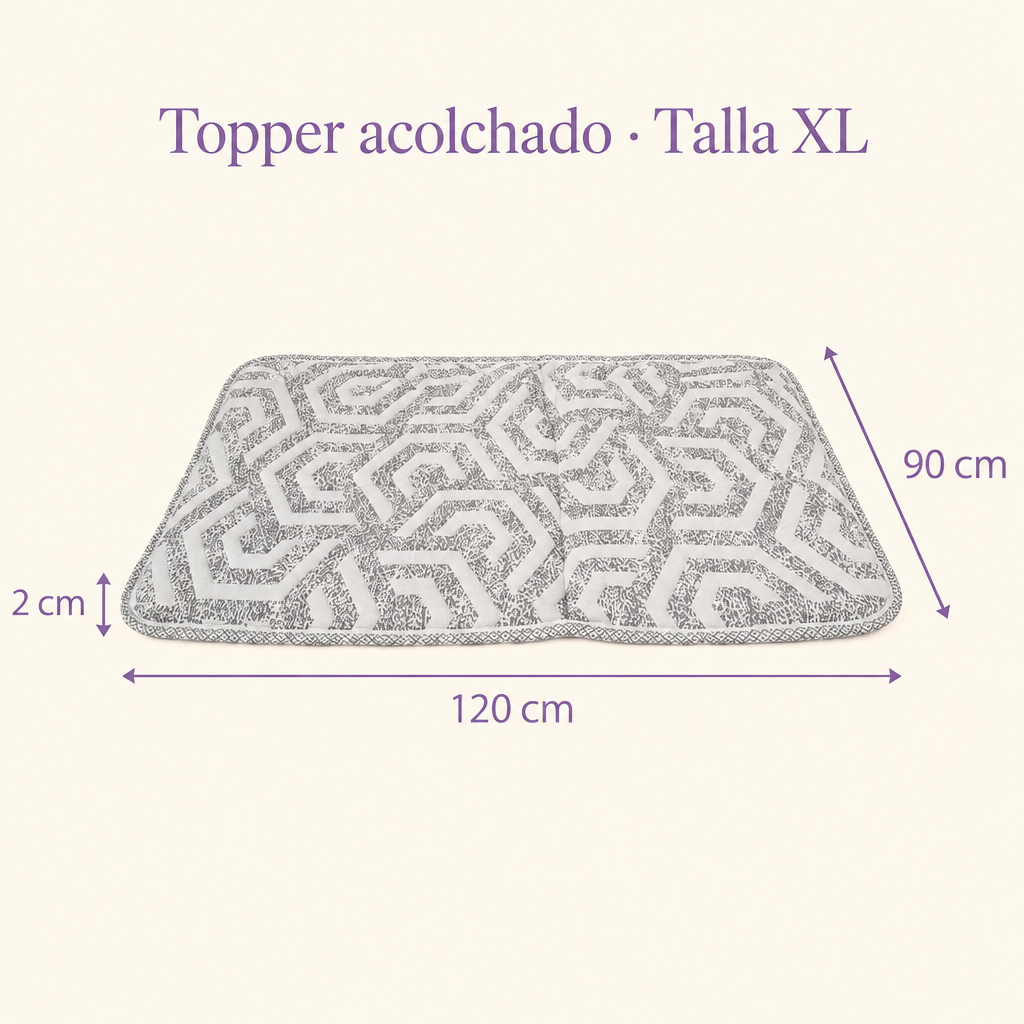 Medidas del topper acolchado talla XL