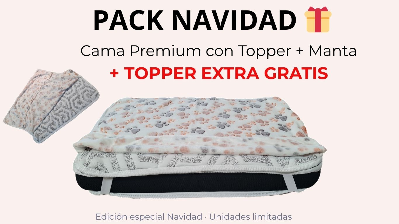 Pack Regalo Navidad para Perros ULTIMAS UNIDADES– Cama + Topper Térmico + Topper Gratis